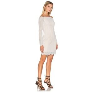 Keepsake Mini Dress Women Medium White Off the Shoulder Mesh Zig Zag Bridal